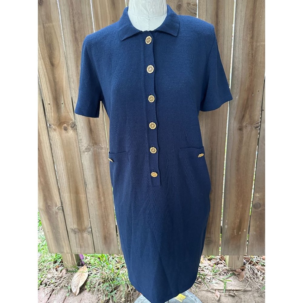 CASTLEBERRY For APPLESEED'S Short Sleeve SHIFT DRESS NAVY BLUE 8P NWOT